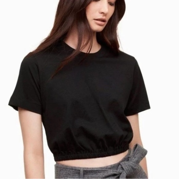 Aritzia | Wilfred Black Cropped Crop Tee T-shirt XS - Picture 1 of 3